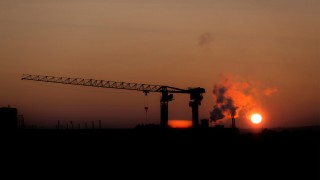 Grue Coffrage LD au coucher de soleil